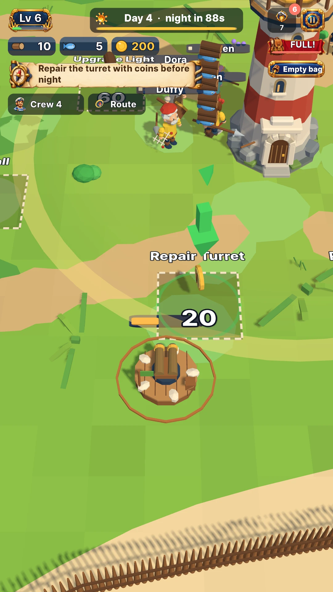 Latest English gameplay: turret repairs and defense preparations